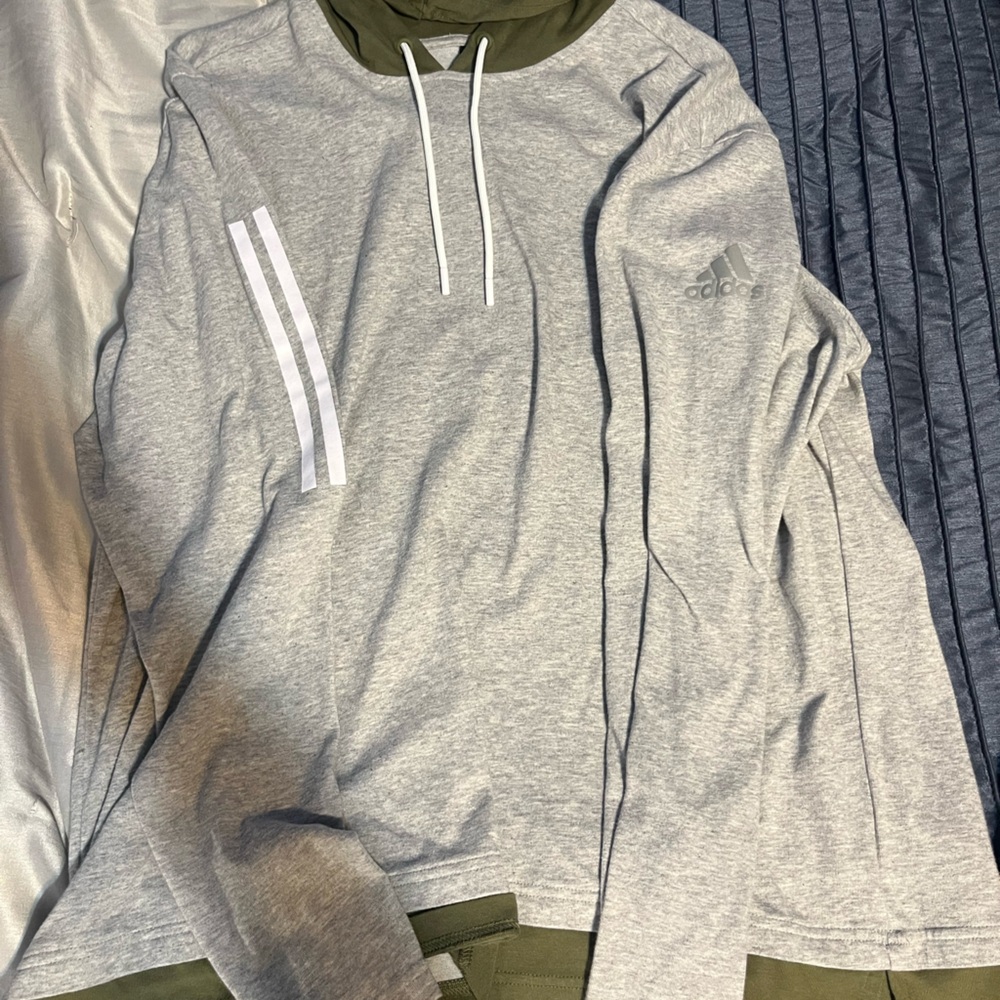 Adidas Gray and Green Hoodie